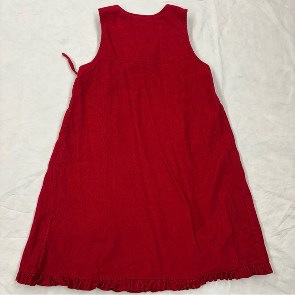 Hanna Andersson Girls Red Sleeveless Corduroy Wrap Dress Size 130/8 Vtg Cotton - Picture 5 of 8